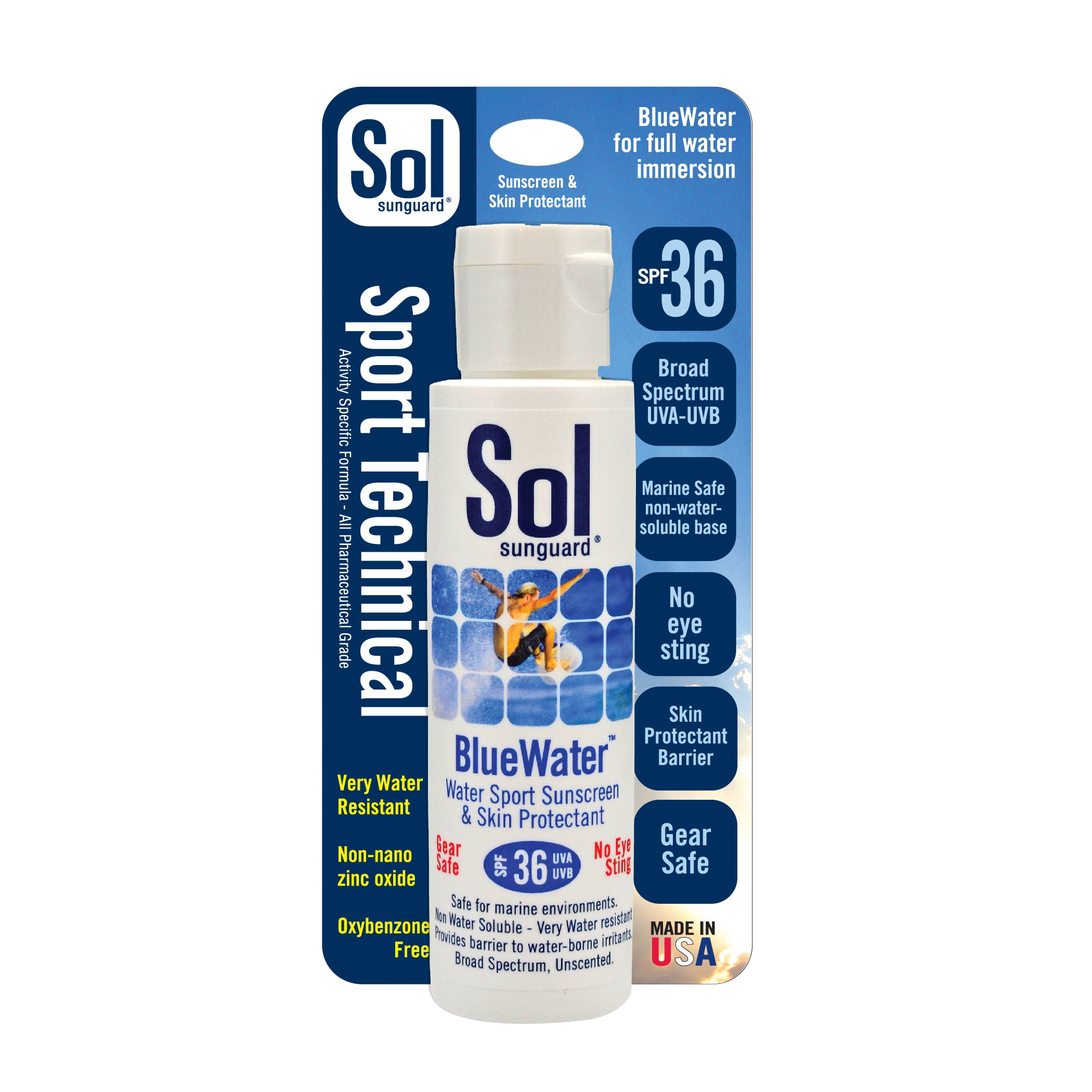 BlueWater SPF 36 Watersport Sunscreen and Skin Protectant – Sol
